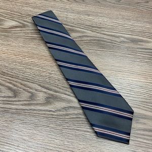 Fairfax Grey w/ Navy, White & Red Stripe Tie